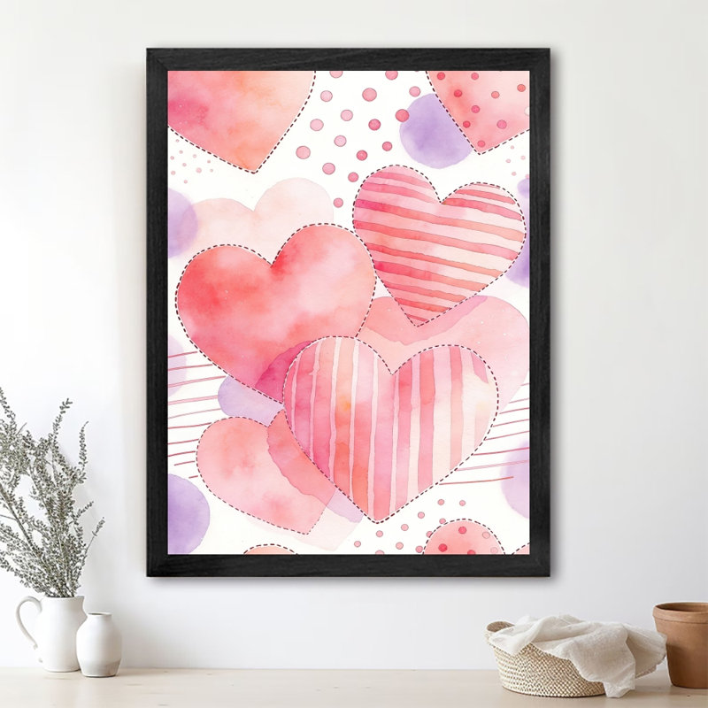 «Black», aquarelle encadrée d'amour, H 25 po x l 17 po