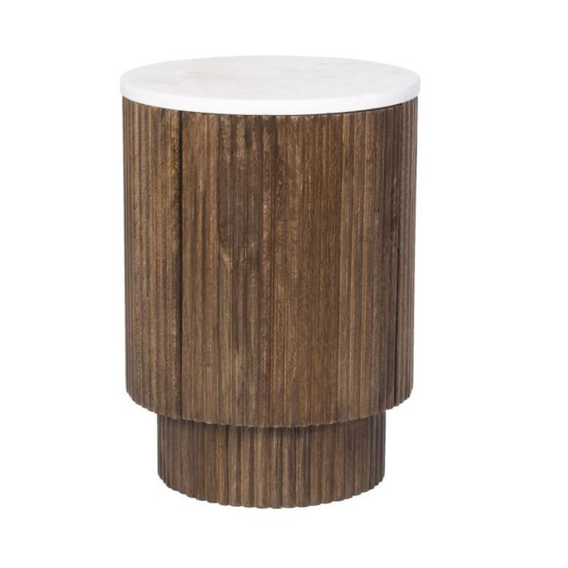 Table d'appoint ronde avec rangement Nordic, Walnut