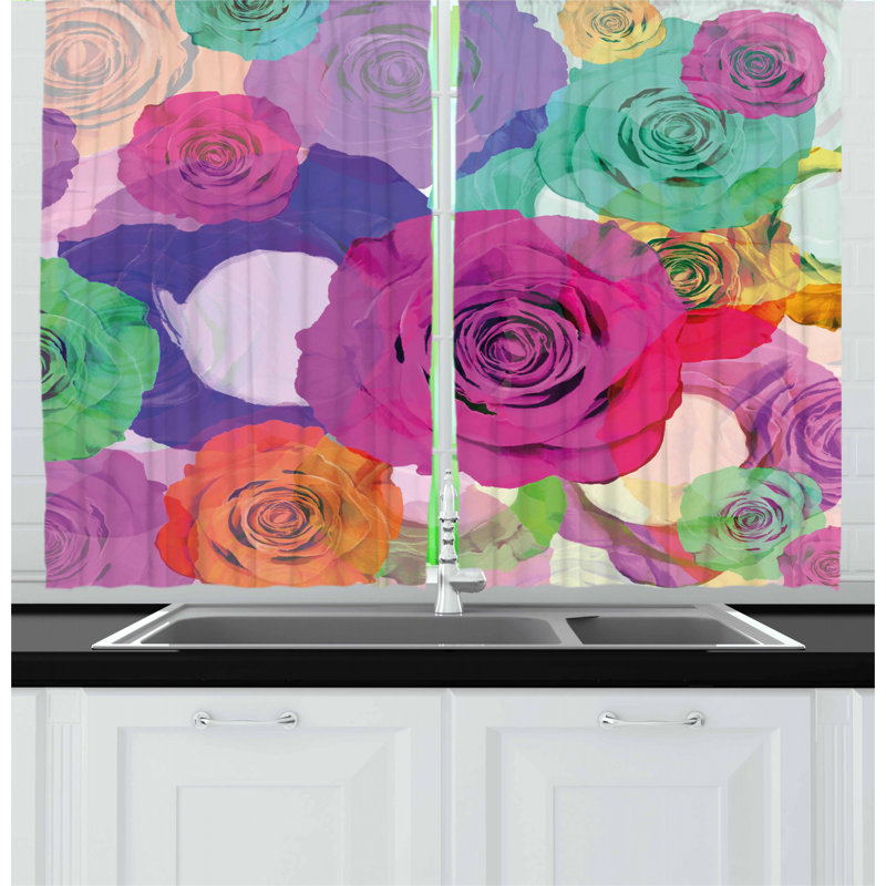 Floral Pointed Kitchen Curtain