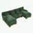 U-shape sectionals Sofa with 2 ottomans and soft cushion-1528584399