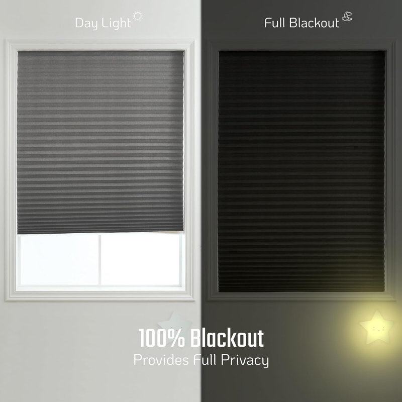 Store extensible 100% occultant et sans cordon Cut-at-Home, Gris, L 48,43 po x L 72 po