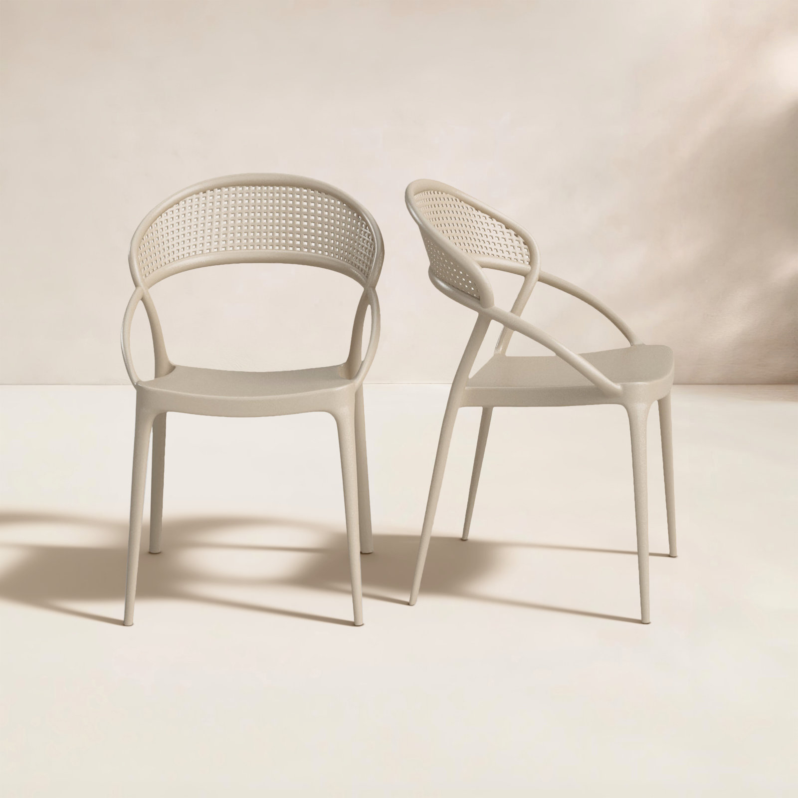 Farrah Stacking Patio Dining Armchair, Dove Gray