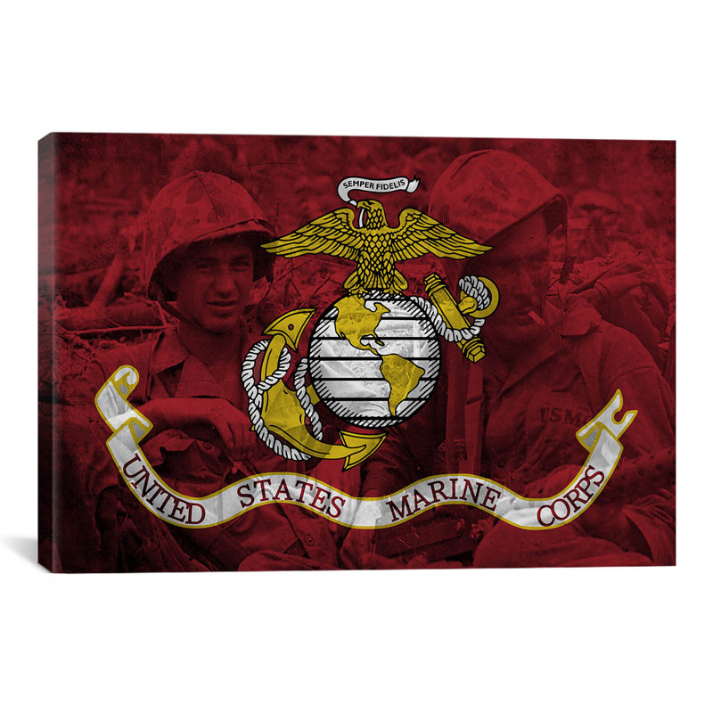 « flags marine grunge rétro », impression sur toile tendue, H 26 po x l 40 po x P 1,5 po