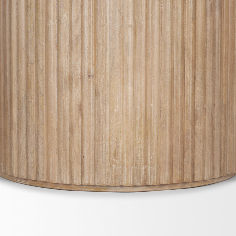 Mango Solid Wood Pedestal Dining Table, Light Brown