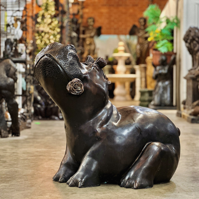 Bronze Hippo Fountain Sculpture