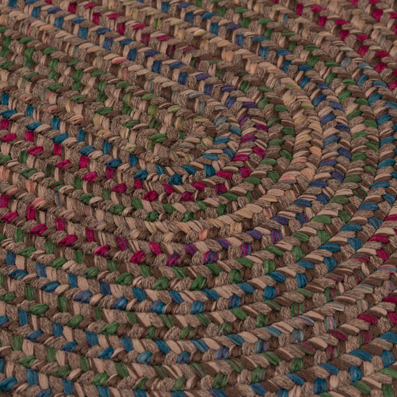 Tapis réversible en mélange de laine Aleaya - bourgogne / vert / bleu, Rond 10 pi