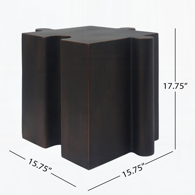 Puzzle Art Side Table, Modular Convex Edge MGO Table, 17.75" H x 15.75" W x 15.75" D, Copper