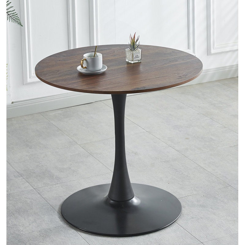 Table de salle à manger 31,5 "NOIR ET NOYER Table tulipe Mid-Century pour 2 à 4 personnes