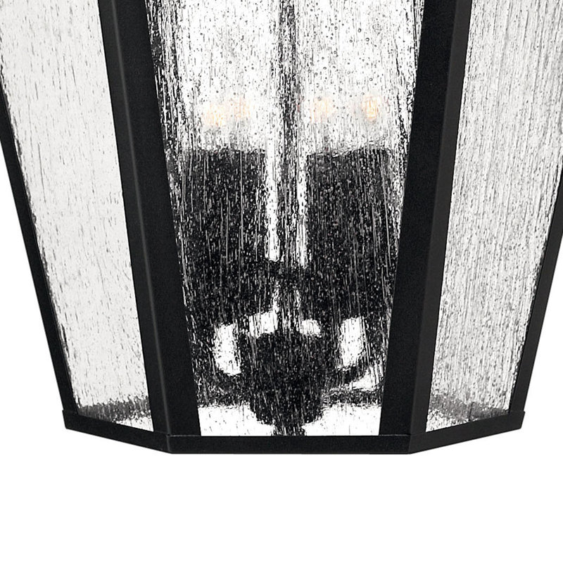 Lanterne murale d'extérieur à DEL en verre grainé à 4 ampoules Edgewater, Noir