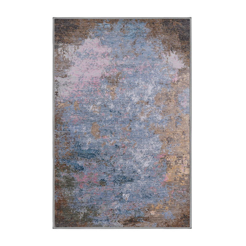 Tapis bleu / brun Brookeville, Tapis de couloir 2 pi x 5 pi