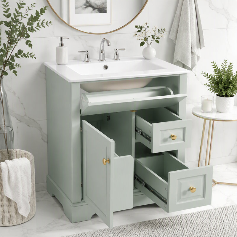 Meuble-lavabo 24 po avec lavabo, Vert