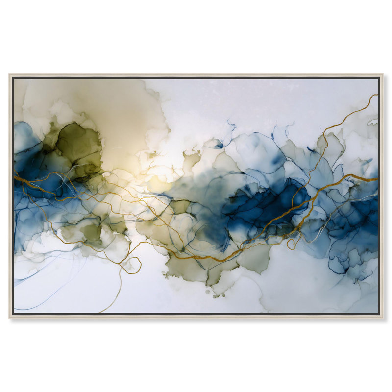 Art mural abstrait Flode Geode par Art Remedy, H 11 po x l 16 po, Cadre flottant, Noir