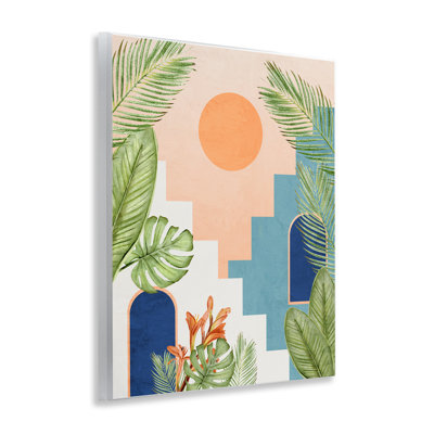 «Desert City with Palms», art mural sur bois par Kim Allen