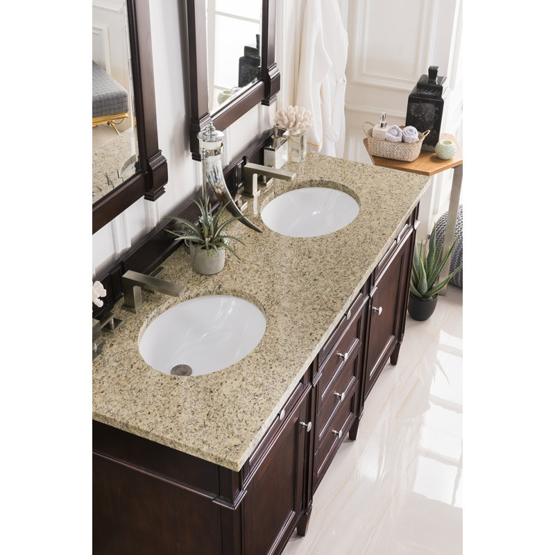 Brittany 60'' W Vanity, Carrara White, Bright White, 8" Widespread