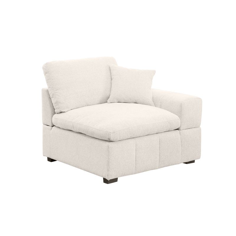 Upholstered Chenille Right-armrest (front-facing) Chair Module, Beige