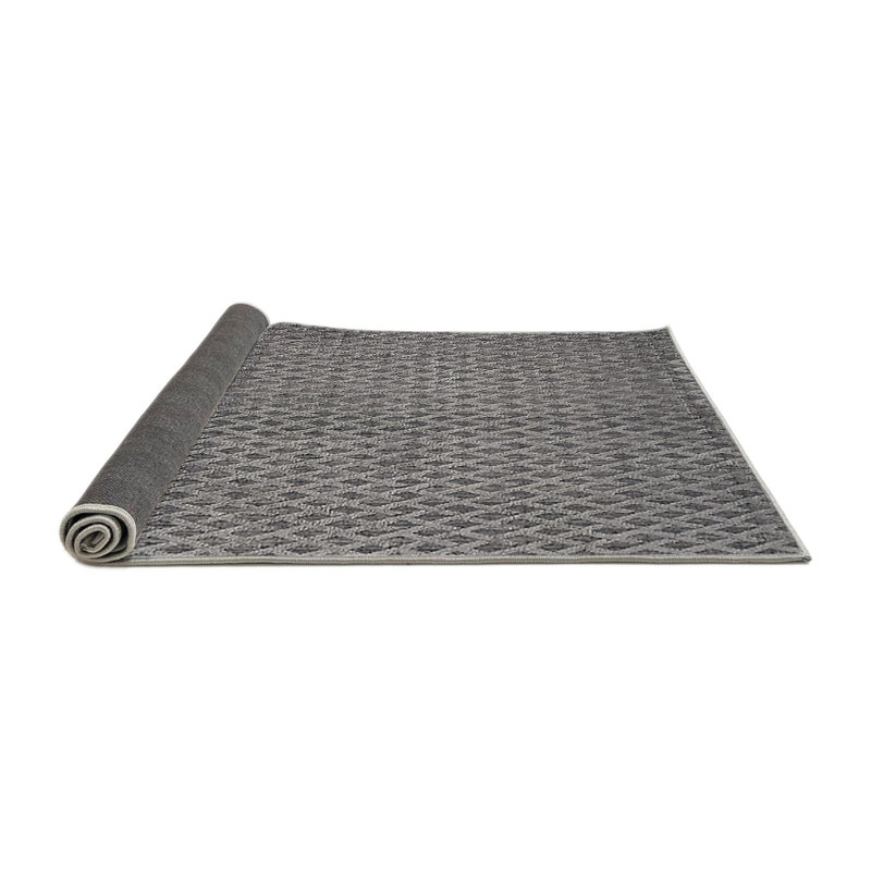 Tapis gris à motif géométrique Luper, Rond 7 pi