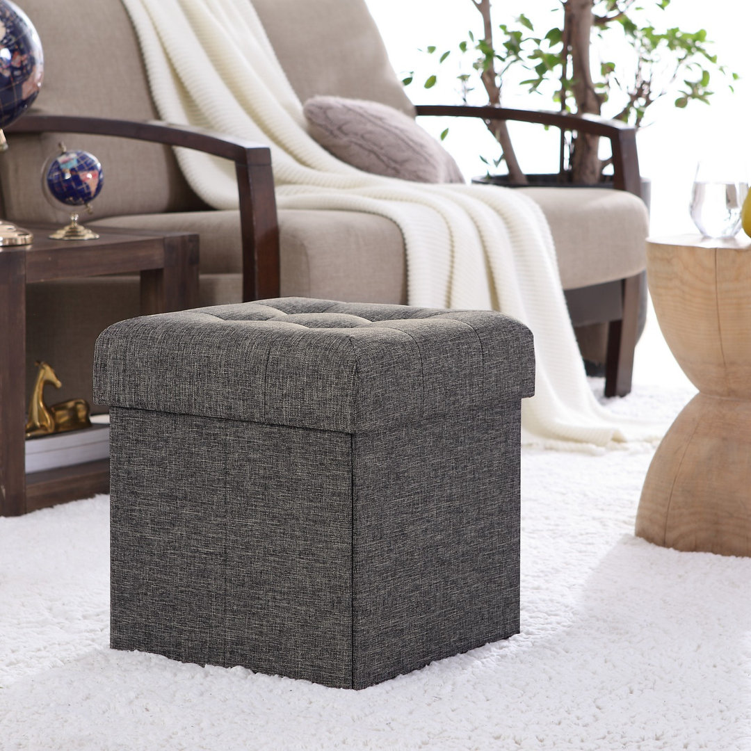 Lambertville Upholstered Ottoman Winston Porter Body Fabric: Charcoal Linen