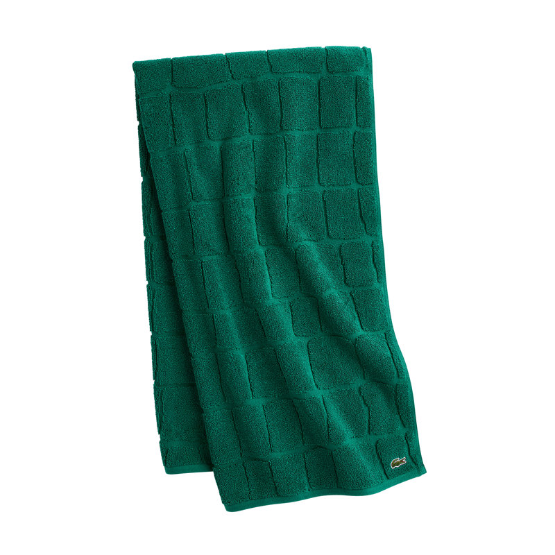 Lacoste Croc Scale Cotton Bath Towel, Low Linting & Highly Absorbent, Croc Green, Croc Green, Bath Towel - 1 Piece