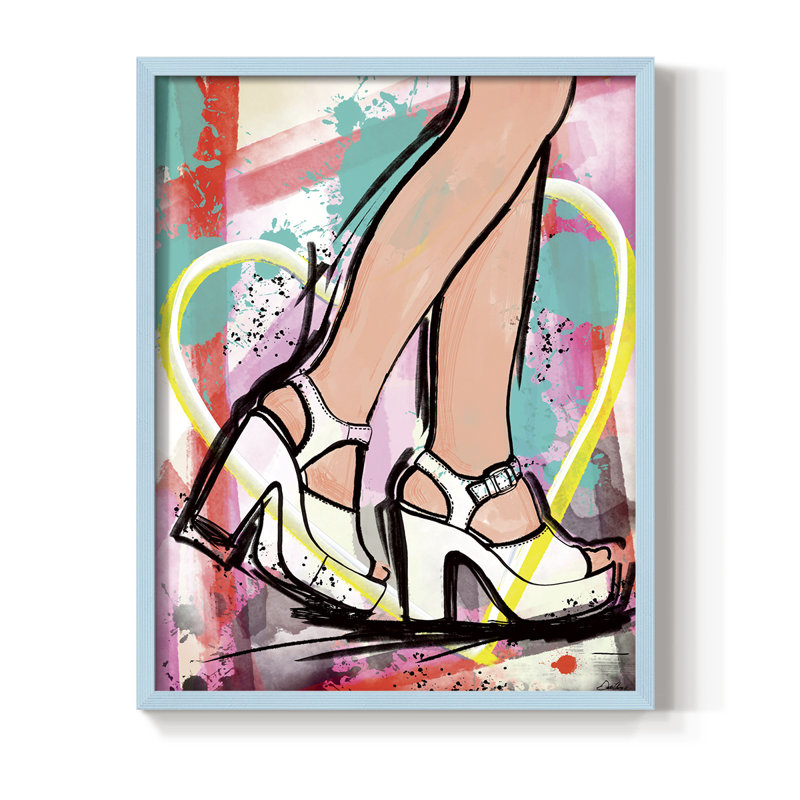 Reproduction encadrée Pop Glam - bois massif, Bleu, H 30 po x l 24 po
