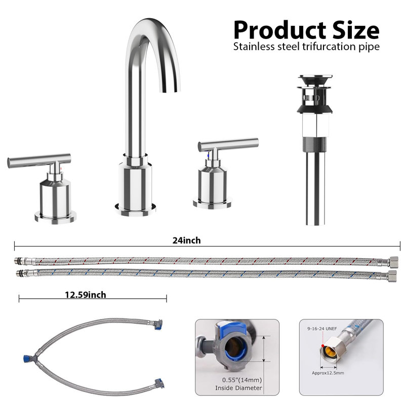 Bathroom Faucet, Widespread Bathroom Sink Faucet, 8 Inch Bathroom Faucet, Chrome