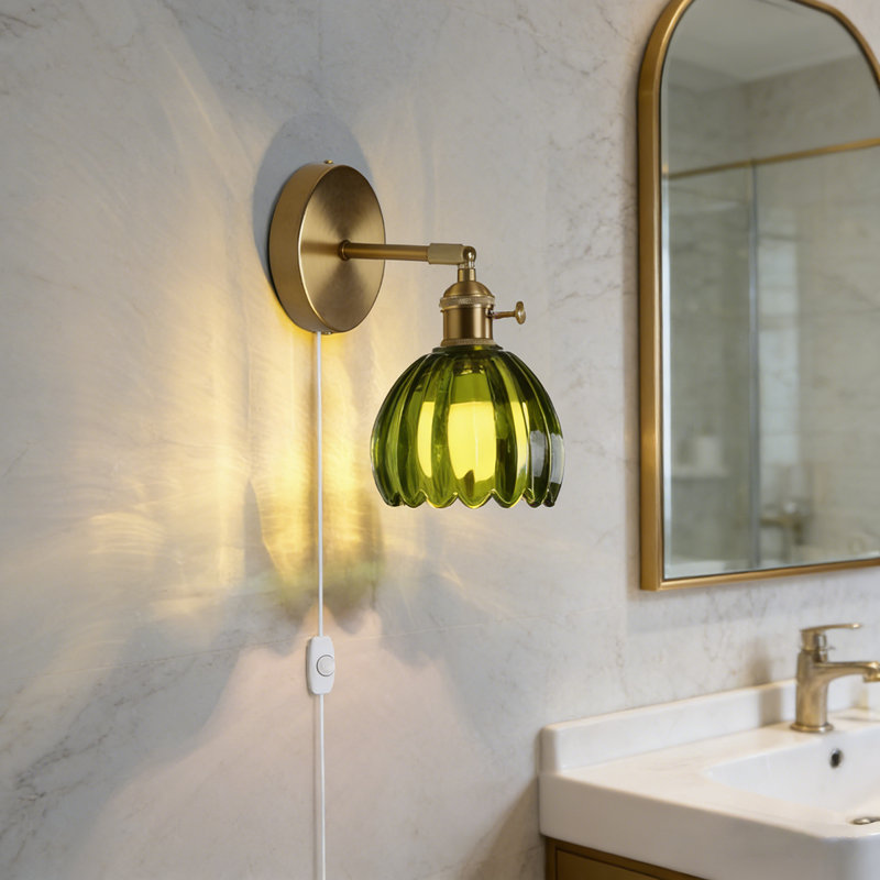 Lampe murale en laiton vert 1 lumière