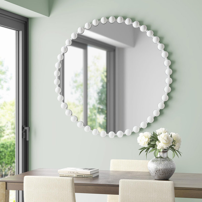 Miroir mural rond 36 po, Blanc