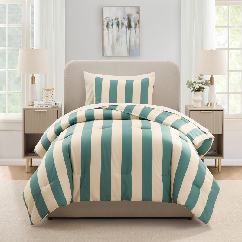 Ensemble d'édredon à lit rayé 5 pièces avec draps et taie d'oreiller Nestl, Twin Comforter + 4 Additional Pieces