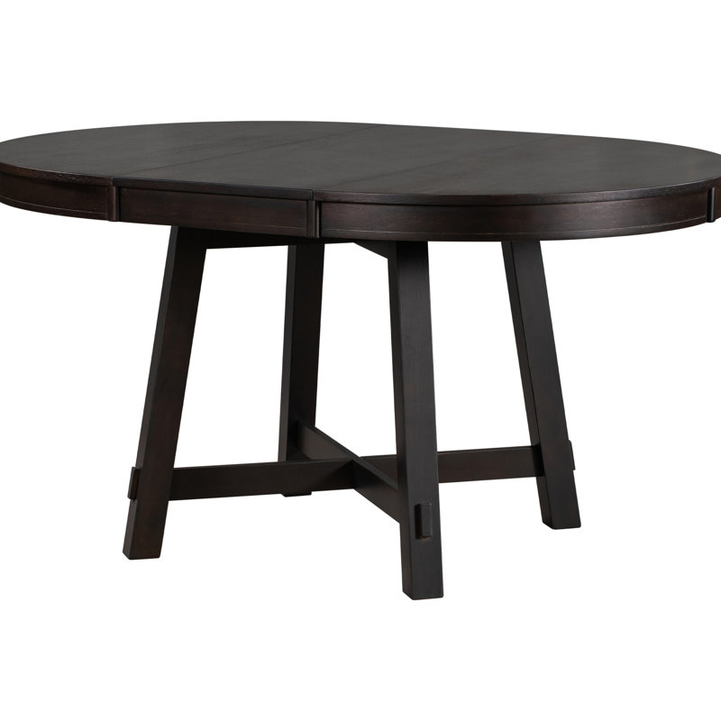 Table de salle à manger ronde en bois massif avec option extensible, feuille de 16 po, sièges 6, table réglable de 42 à 58, 42 po et 58 po, bois, placage de chêne, fabrication en peuplier robuste