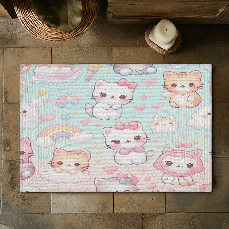 Tapis pastel Kitty Love, Rectangulaire 3 pi x 5 pi