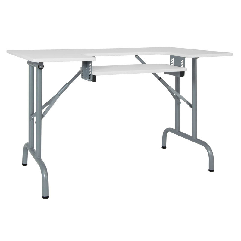 Table pliante multifonctionnelle de couture et de loisirs créatifs Studio Designs avec étagère pour machine, blanche