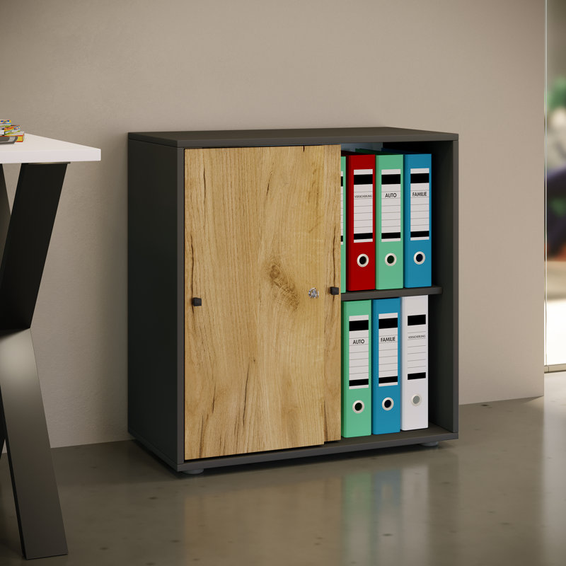 Reshaun Storage Cabinet, Black/Natural