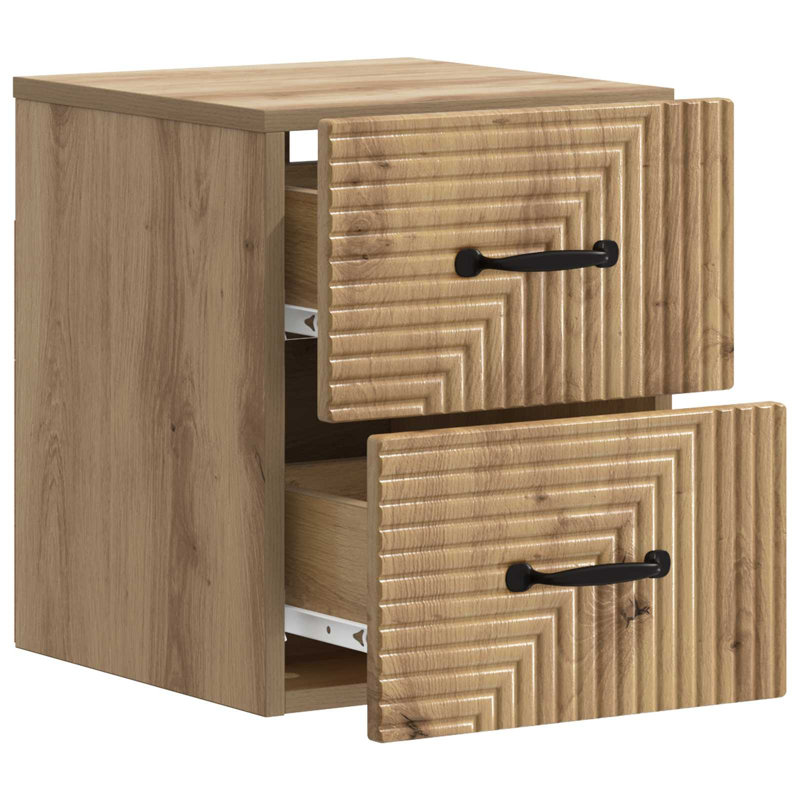 34.5cm W Engineered Wood Bedside Table, Artisan Oak