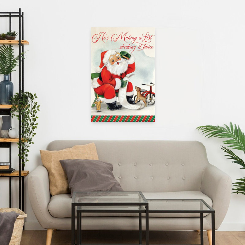 Santa's List, art contemporain, H 24 po x l 16 po