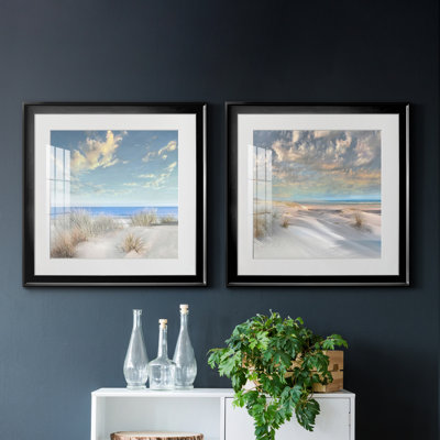 Smooth Sands I - Matted and Framed Under Acrylic Glass, Set of 2, Large Living Room Wall Art
