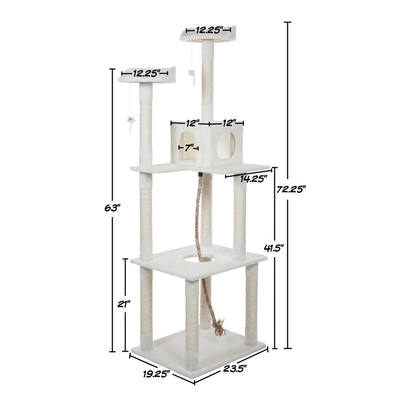  PetMaker 6 Foot Cat Tree with Scratch Posts in Ivory