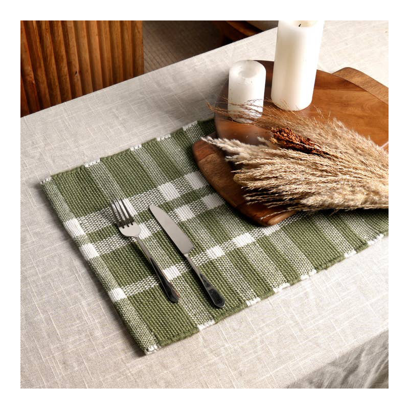 Polyester Striped Placemat, Green