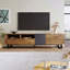 Console multimédia moderne avec porte rabattable - Meuble télé avec rangement double 80 po-1741408381
