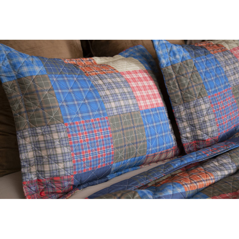 Ensemble de courtepointe en microfibre bleu Culebra, Courtepointe très grand et 2 très grandes taies 