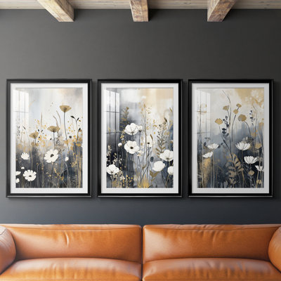 FLORAL Series CECXCV III - Impression sur mesure avec cadre de qualité supérieure mat - 3 pièces
