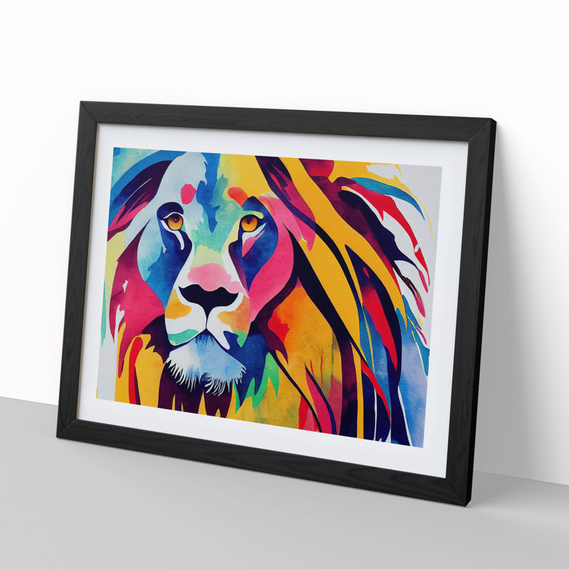 Colourful Lion Vol.5 Abstract - Print, Black Framed, 46cm H x 64cm W x 2cm D
