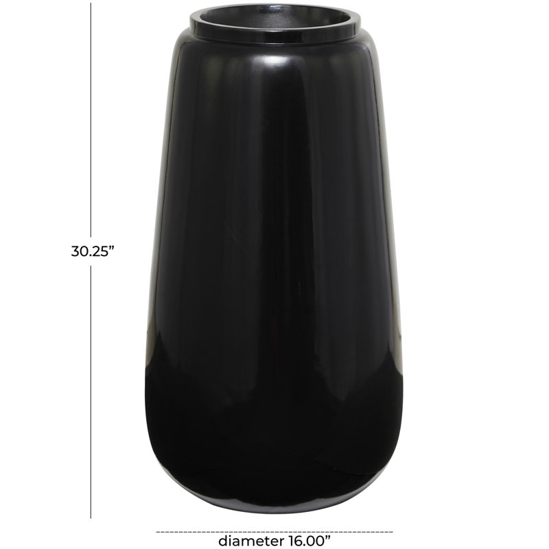 Vase de plancher en résine Mabe, H 30,25 po x l 16 po x P 16,25 po, Noir