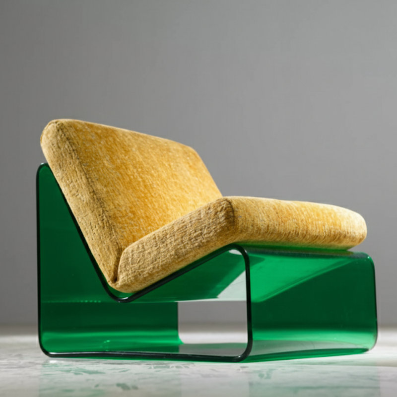 Lucite Lounge Chair – Customizable Modern Acrylic Accent & Makeup Chair, Jade Green