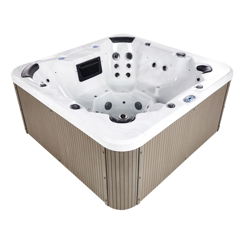 Ebern Designs VILLARRICA 7895V 7 Person 55 - Jet Square Hot Tub in Brown