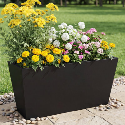Pot à fleurs trapézoïdal en métal noir