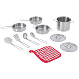 Teamson Kids 11-Piece Accessory Little Chef Frankfurt Stainless Steel Pot & Pans Cooking Set