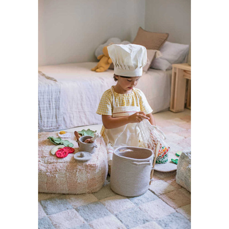 Vichy Square Pouf, Rose