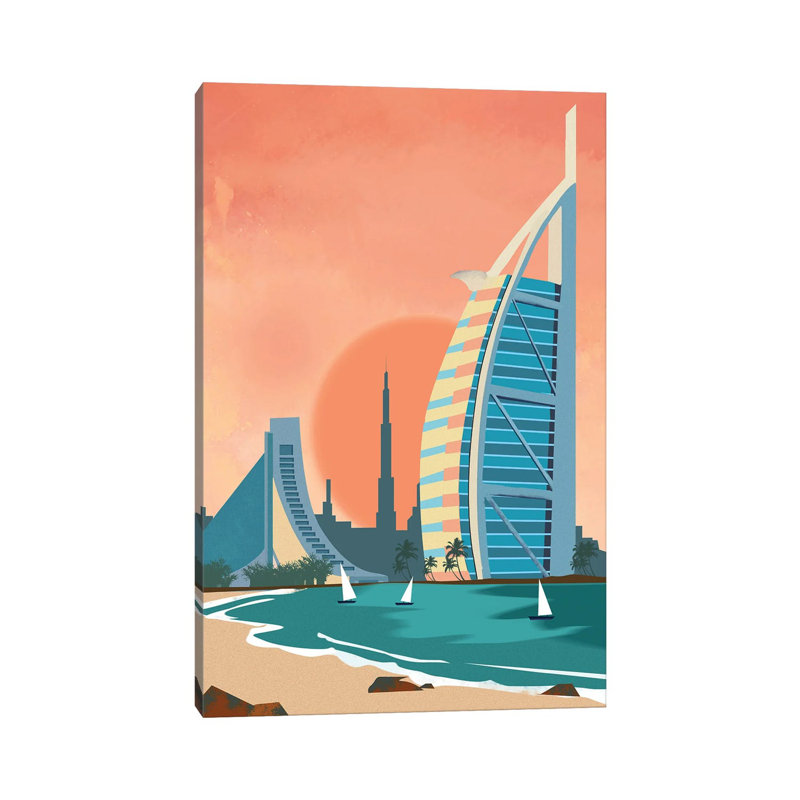 Сity Dubai Architectural Scenery 1 Piece Wrapped Canvas Painting, 101.6 cm H x 66.04 cm W