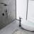 Waterfall Single Handle Floor Mount Freestanding Tub Faucet Bathtub Filler With Hand Shower In Black