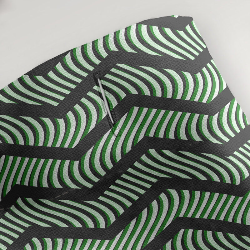 Rideau de douche simple à chevrons ondulés, Noir / Vert