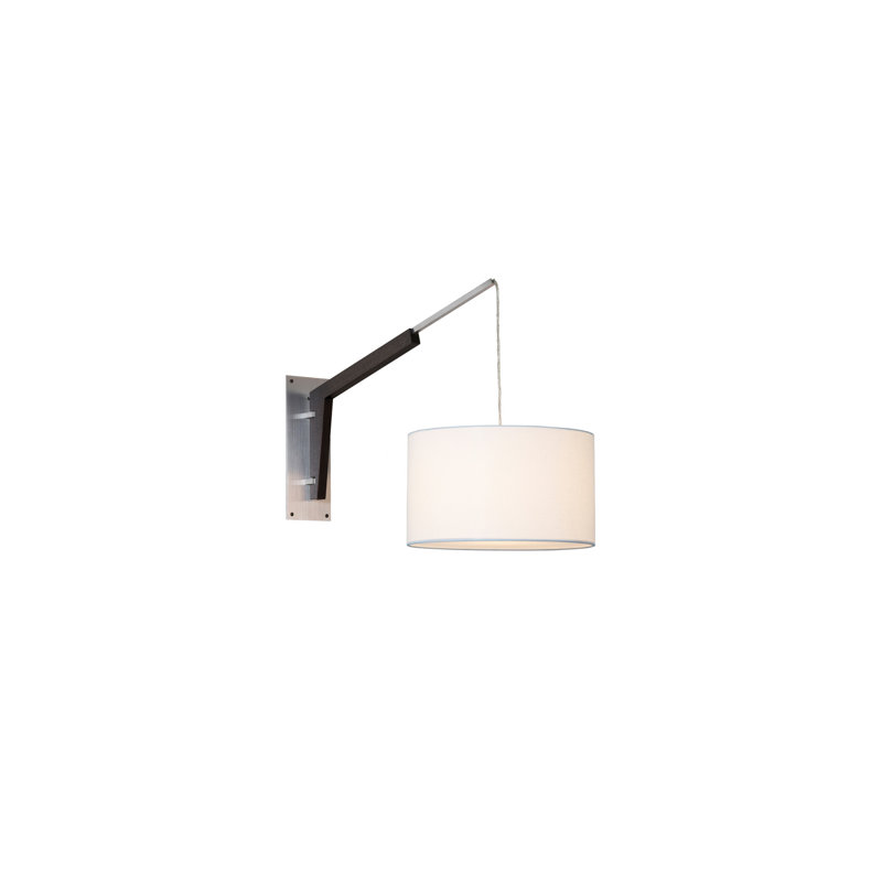 Talea Solid Wood Swing Arm Sconce, Brushed Aluminum/Dark Stained Walnut, White